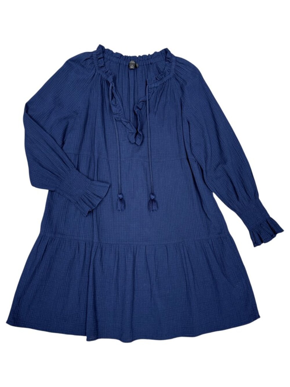 J. CREW Women's EUC Tiered Tunic Gauze Dress/Cover-Up Navy | Size S
